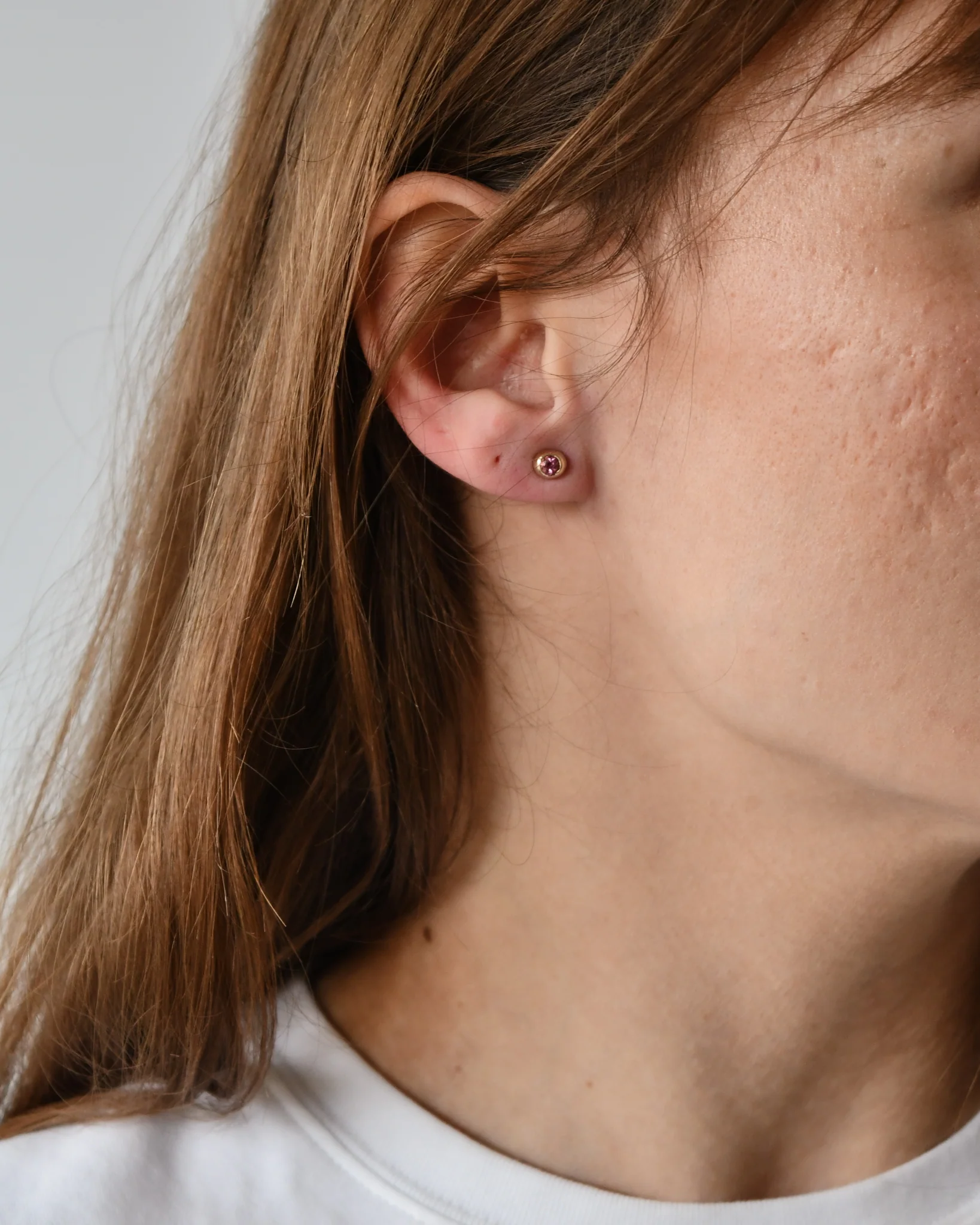 DEW DROP STUDS | PINK TOURMALINE | SAMPLE - Image 6